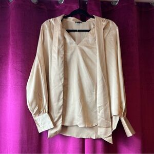 Ann Taylor Cream V-Neck Blouse